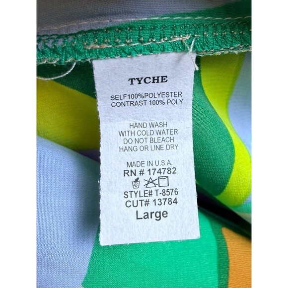 Tyche Shirt Womens Large Multi Petal Banded Colorful Geometric Boat Neck Blouse - Picture 9 of 9